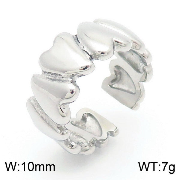 Kalen Stainless Steel Heart Chunky Open Ring for Women Wholesale