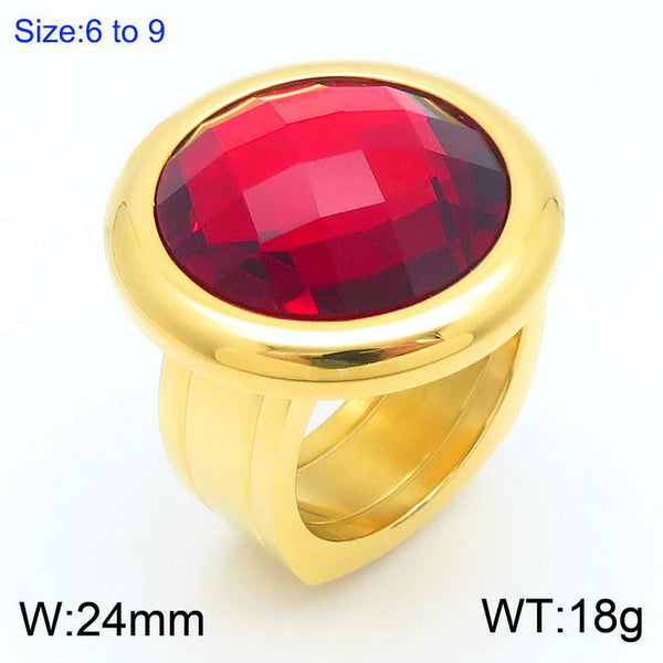 Kalen Stainless Steel Round Stone Ring for Women Wholesale