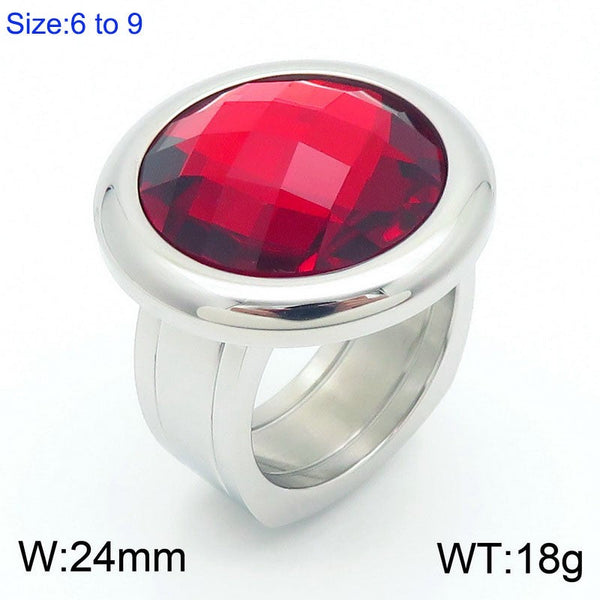 Kalen Stainless Steel Round Stone Ring for Women Wholesale