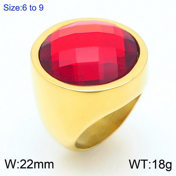 Kalen Stainless Steel Round Stone Ring for Women Wholesale