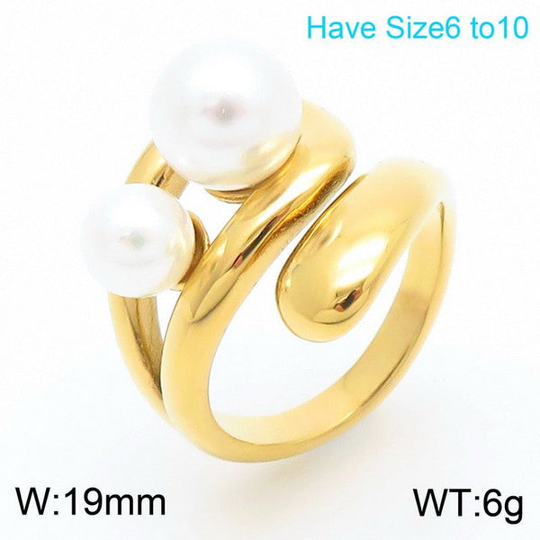 Kalen Pearl Adjustable Open Rings for Women Wholesale