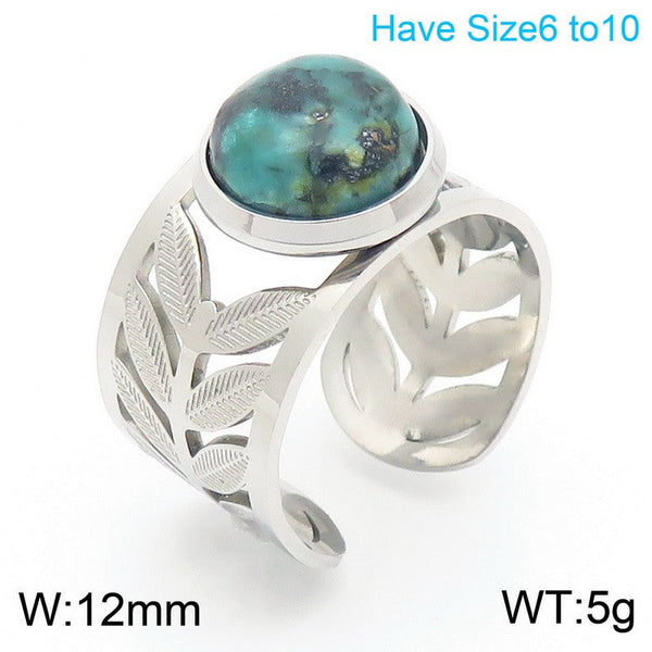 Kalen Stainless Steel Stone Open Ring For Women