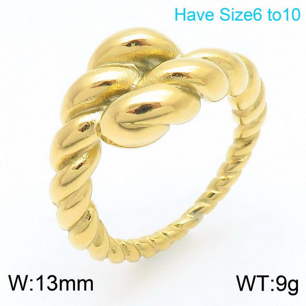 Kalen Stainless Steel Twist Cable Ring For Women