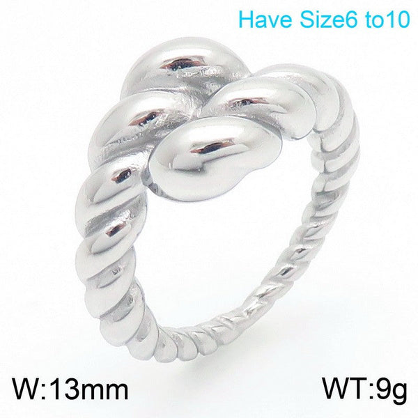 Kalen Stainless Steel Twist Cable Ring For Women