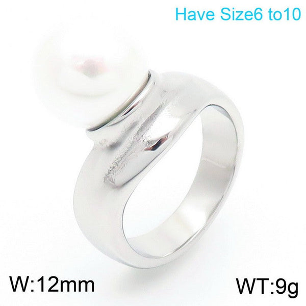 Kalen Stainless Steel Pearl Dome Rings for Women