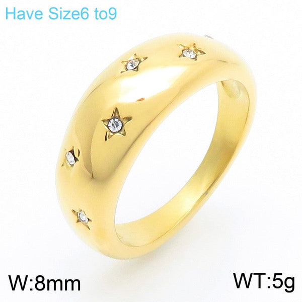 Kalen Stainless Steel Start Zircon Dome Ring for Women