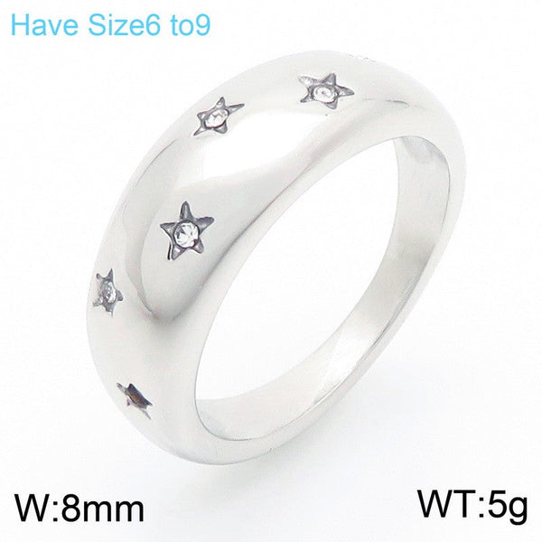 Kalen Stainless Steel Start Zircon Dome Ring for Women