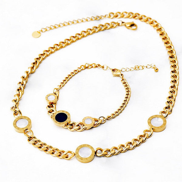 Kalen Stainless Steel Pendant Necklace Bracelet Set for Women Wholesale