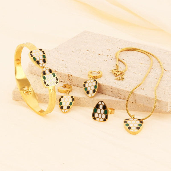 Kalen Stainless Steel Snake Rings Earrings Bracelet Necklace Set Wholesale for Women