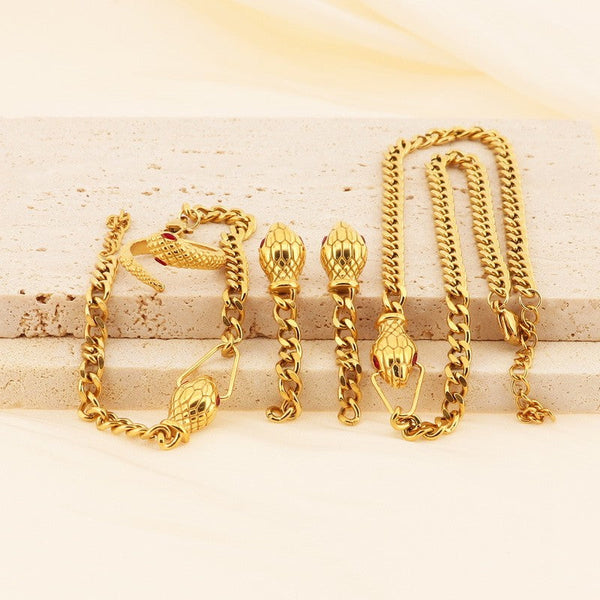 Kalen Stainless Steel Snake Rings Earrings Bracelet Necklace Set Wholesale for Women