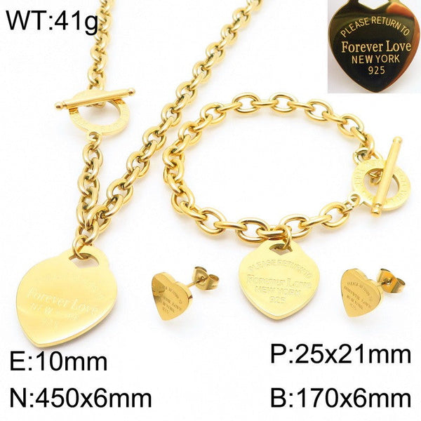 Kalen Heart Bracelet Earrings Pendant Necklace Jewelry Set