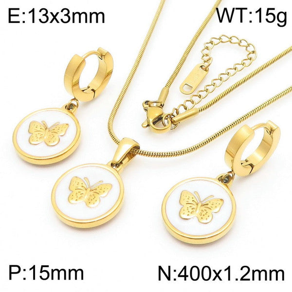 Kalen Butterfly Enamel Earrings Necklace Jewelry Set Wholesale