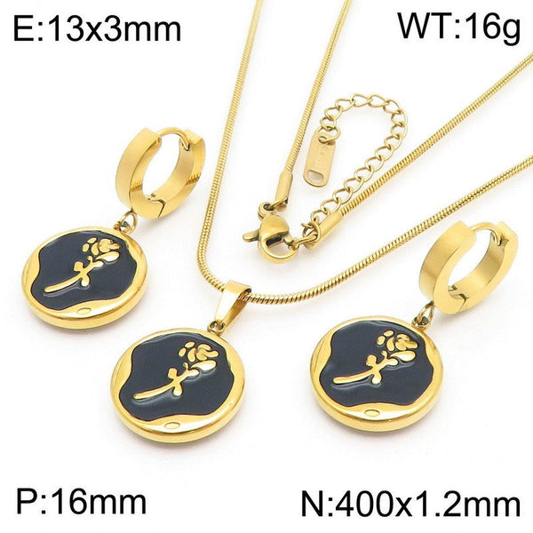 Kalen Flower Enamel Earrings Necklace Jewelry Set Wholesale