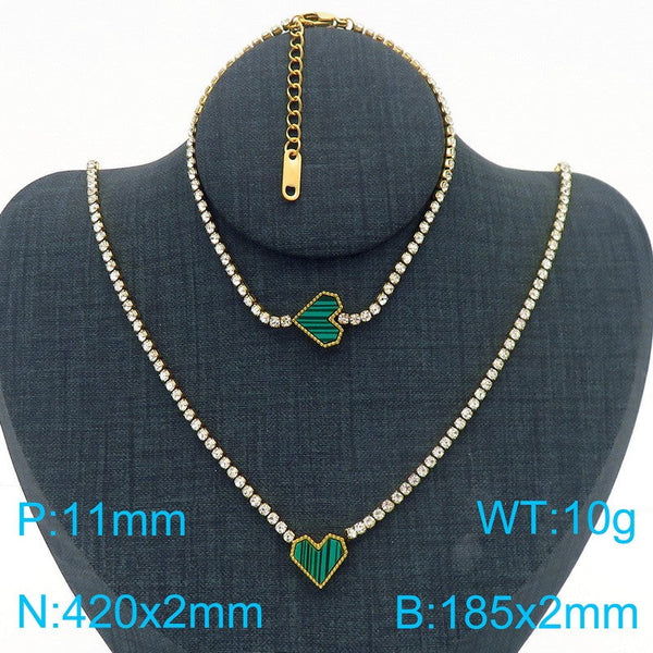 Kalen Love Heart Pendant Bracelet Necklace Jewelry Set Wholesale