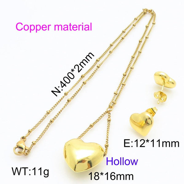 Kalen Heart Earrings Pendant Necklace Jewelry Set Wholesale