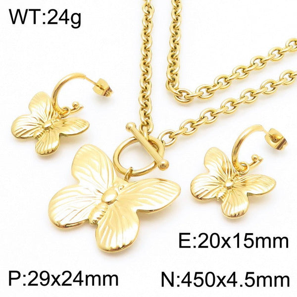 Kalen Butterfly Earrings Pendant Necklace Jewelry Set for Women