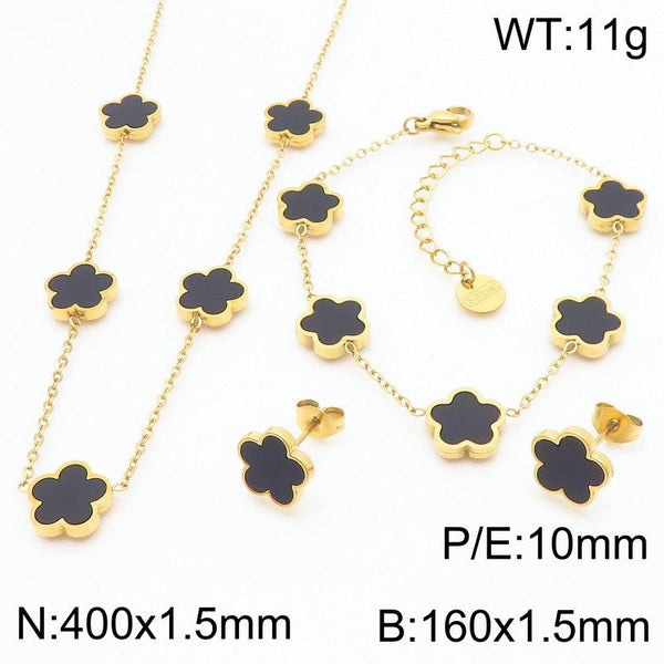 Kalen Flower Earrings Pendant Bracelet Necklace Jewelry Set for Women