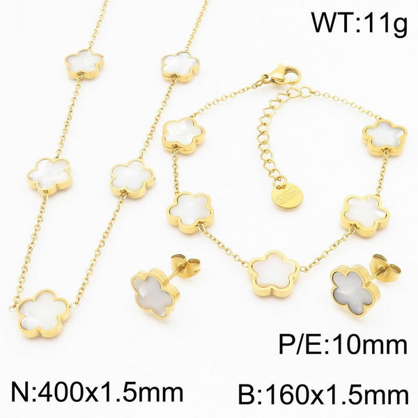 Kalen Flower Earrings Pendant Bracelet Necklace Jewelry Set for Women