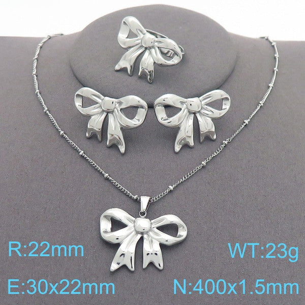 Kalen Bow Ring Earrings Pendant Necklace Jewelry Set for Women