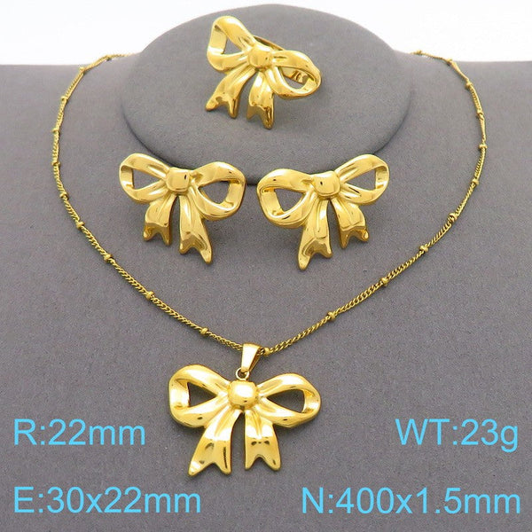 Kalen Bow Ring Earrings Pendant Necklace Jewelry Set for Women