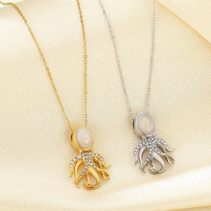 Pearl Octopus Pendant Necklace - view 1