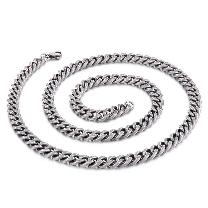 Wholesale 8/10mm Brushed Matte 2-Side Cut Curb Cuban Chain Necklace with Lobster Clap - kalen