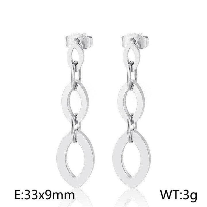 Kalen Stainless Steel Geometry Oval Chain Drop Earrings for Women - kalen