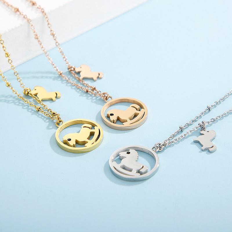Kalen 1.5mm O-Chain Cute Horse Pendant Necklace For Women - kalen