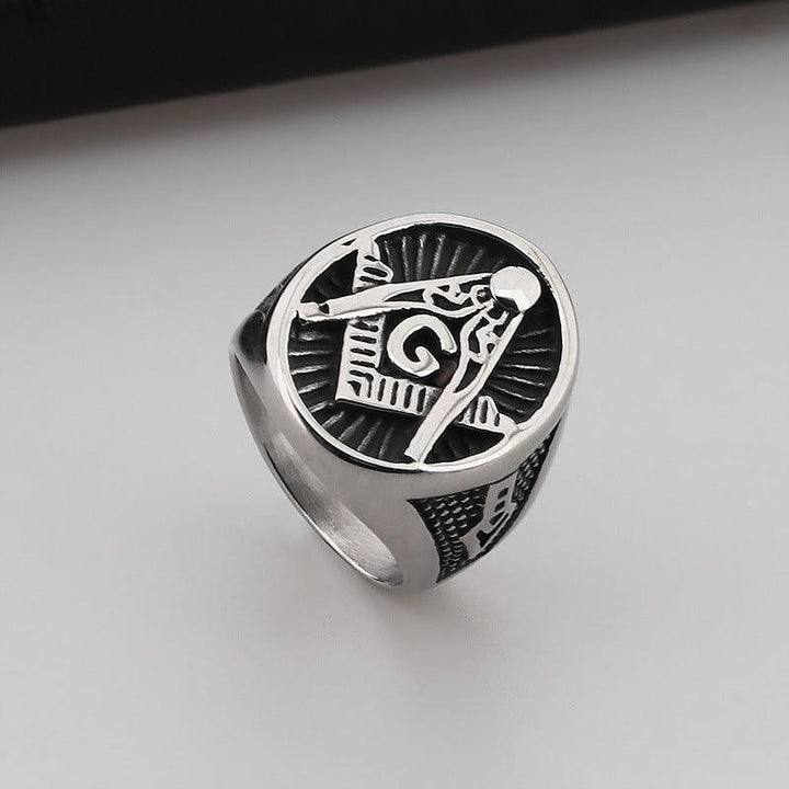 Kalen Punk AG Masonic Stainless Steel Enamel Ring for Men - kalen