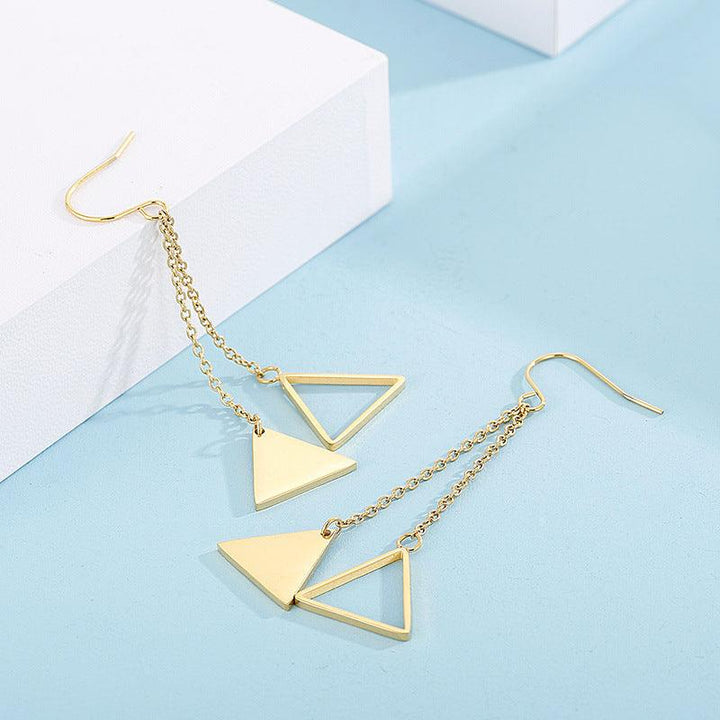 Kalen Stainless Steel Geometry Triangle Chain Drop Earrings for Women - kalen