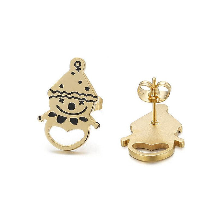 Kalen Stainless Steel Cute Cartoon Enamel Stud Earrings for Women - kalen