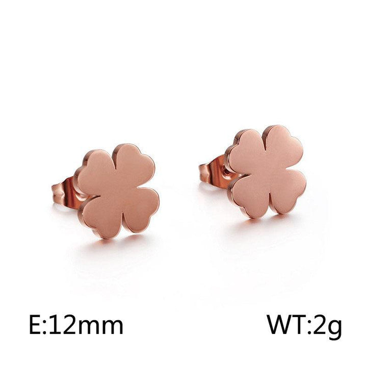 Kalen Stainless Steel Cute Four Leaf Clover Stud Earrings for Women - kalen