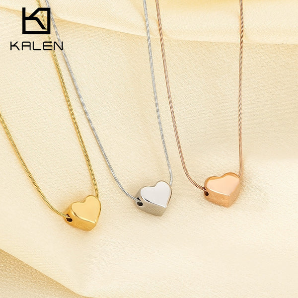 3D Heart Snake Chain Pendant Necklace