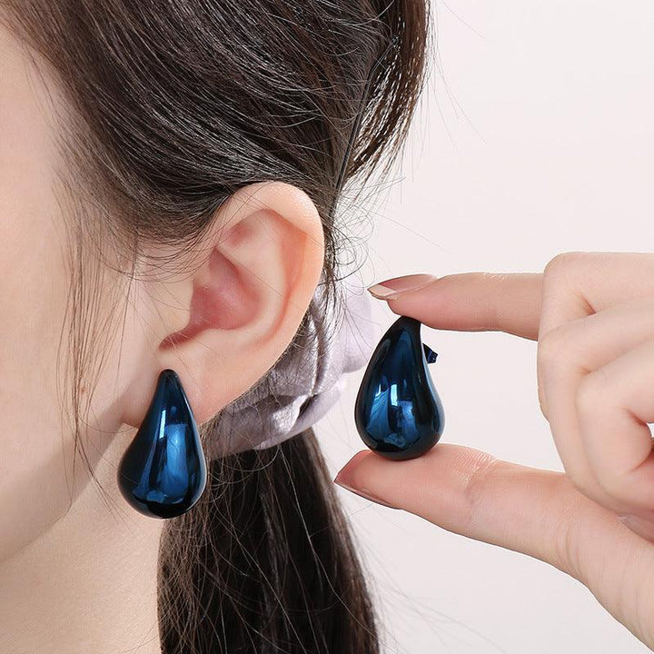 Stainless Steel Waterdrop Hollow Chunky Stud Earrings For Women - kalen