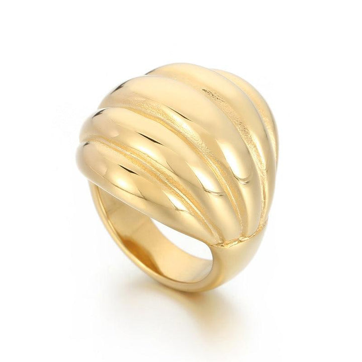 Kalen Wholesale Stainless Steel Hollow Chunky Geometry Croissant Ring for Women - kalen