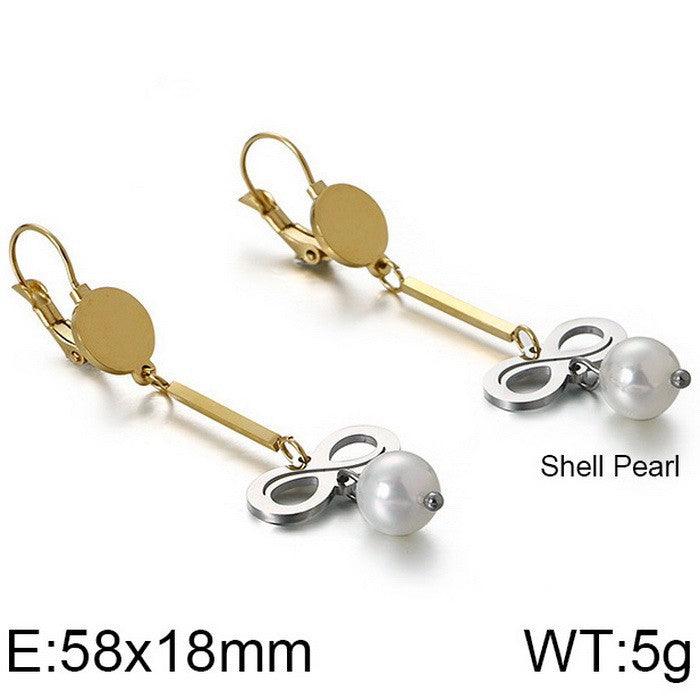 Kalen Stainless Steel Geometry Pearl Drop Earrings for Women - kalen