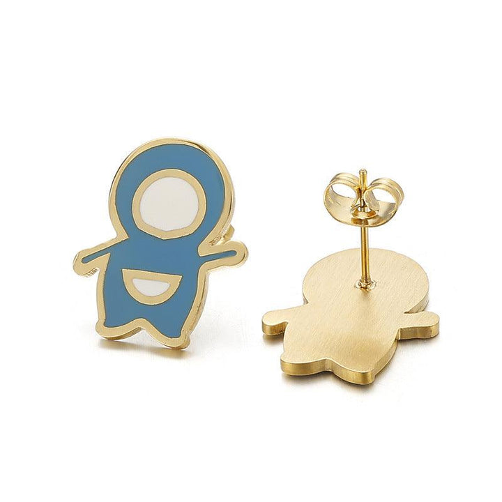 Kalen Stainless Steel Cute Cartoon Enamel Stud Earrings for Women - kalen