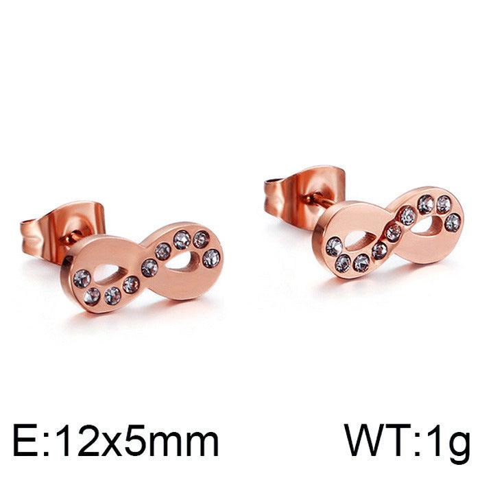 Kalen Stainless Steel Cute Infinity Zircon Stud Earrings for Women - kalen