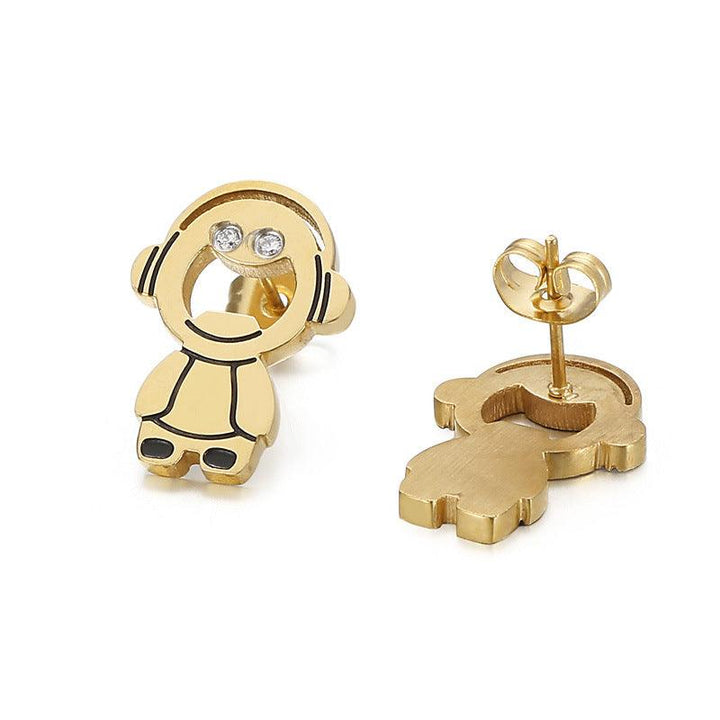 Kalen Stainless Steel Cute Cartoon Enamel Stud Earrings for Women - kalen