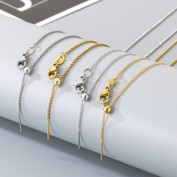 18K Gold Box Chain Necklace – Adjustable Unisex