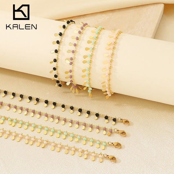 Gold Tassel Collarbone Chain Bracelet Necklace Jewelry Set
