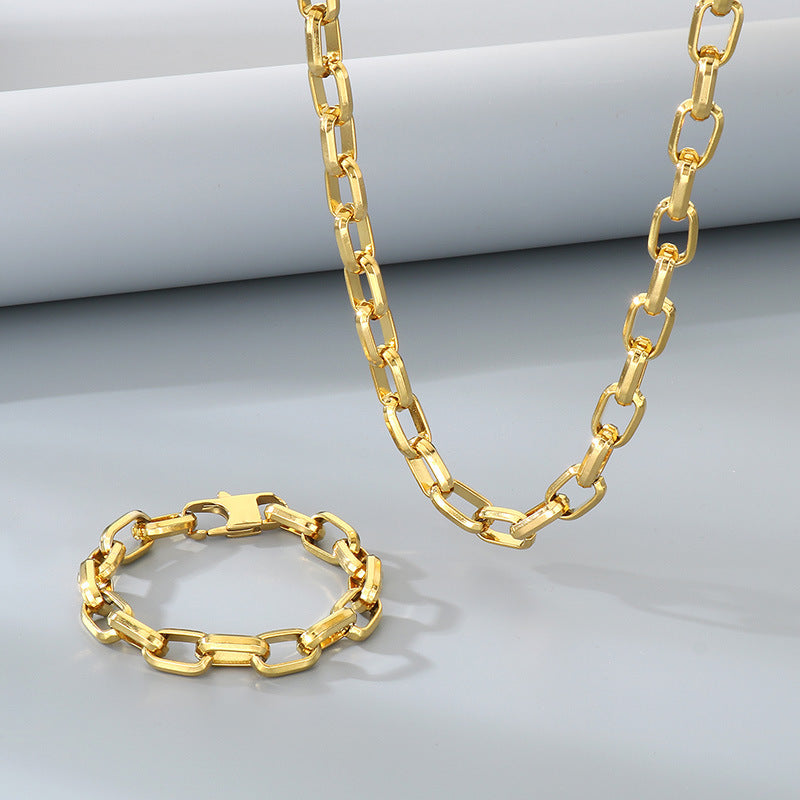 Loop Chain Bracelet Chain Necklace Jewelry Set - view 1