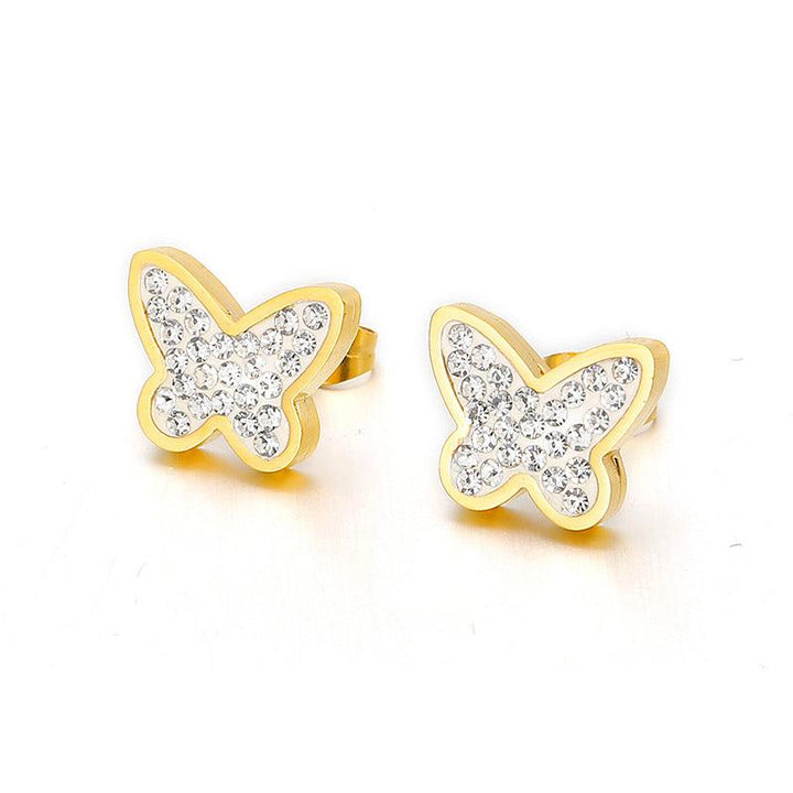 Kalen Stainless Steel Flower Clay Zircon Stud Earrings for Women - kalen