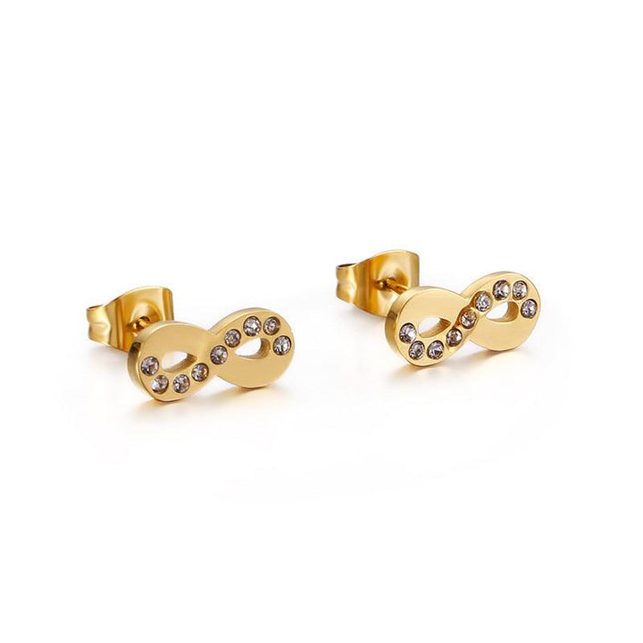 Kalen Stainless Steel Cute Infinity Zircon Stud Earrings for Women - kalen