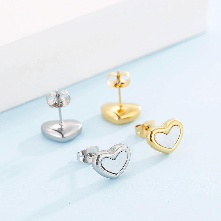 Kalen Stainless Steel Shell Heart Stud Earrings for Women - kalen