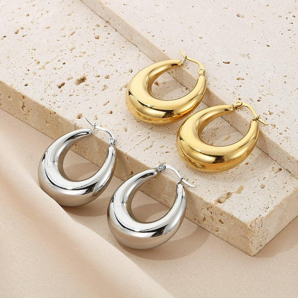 Kalen Stainless Steel Chunky Hollow U-Shape Hoop Earrings for Women - kalen