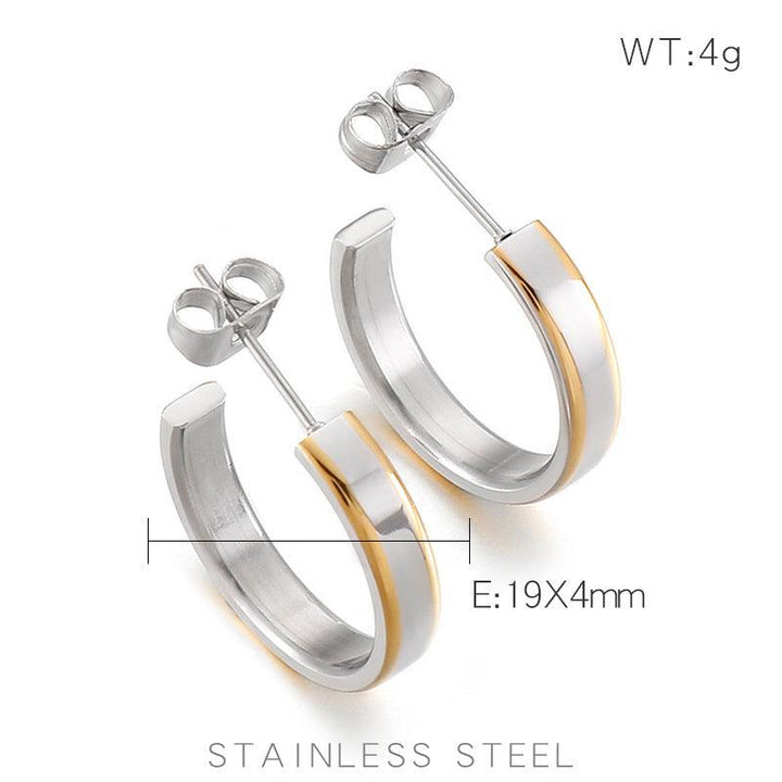 Kalen Stainless Steel C-Shape Stud Earrings for Women - kalen