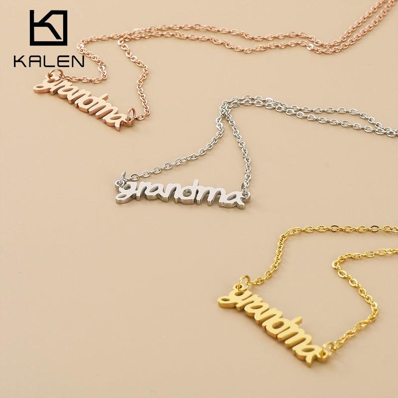 Kalen Grandma Mama Letters Mother Pendant Necklace For Women - kalen