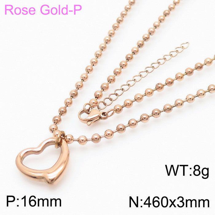 Kalen Stainless Steel 18K Gold Plated Bead Chain Heart Charm Wholesale Bracelets Necklace Jewelry Set for Women - kalen