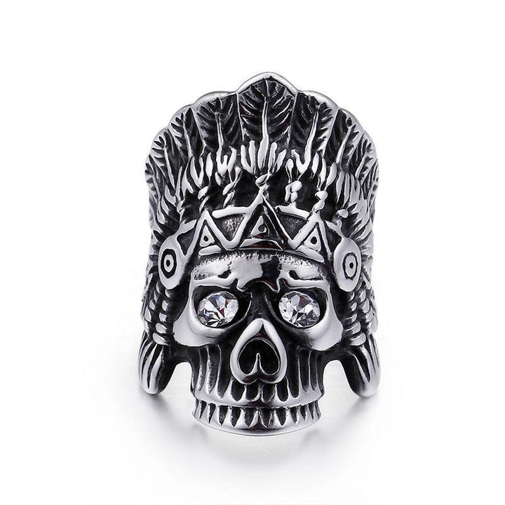 Hip Hop Wholesale Stainless Steel Rings Pentagram Anchor Indian Spades Heart Ring for Men - kalen